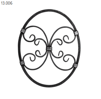 Geschmiedete Rosette 12x12 mm / 12x6 mm – H375 x B300 mm