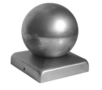Stahl-Zaunkappe mit Kugel für Vierkantpfosten – für Innenmaße 40x40 mm bis 120x120 mm, Kugel Ø 40 mm
