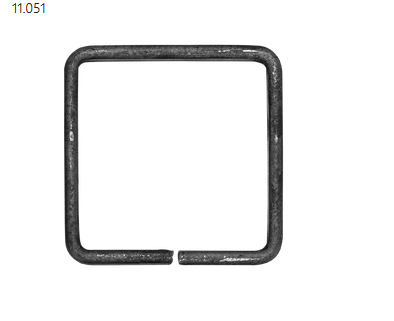 Geschmiedetes, spiralförmiges Stahlelement – Quadrat aus Flachstahl 12x6 mm