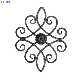 Geschmiedete Stahlrosette aus strukturiertem Vierkantstahl 12x12 mm mit Zierblume