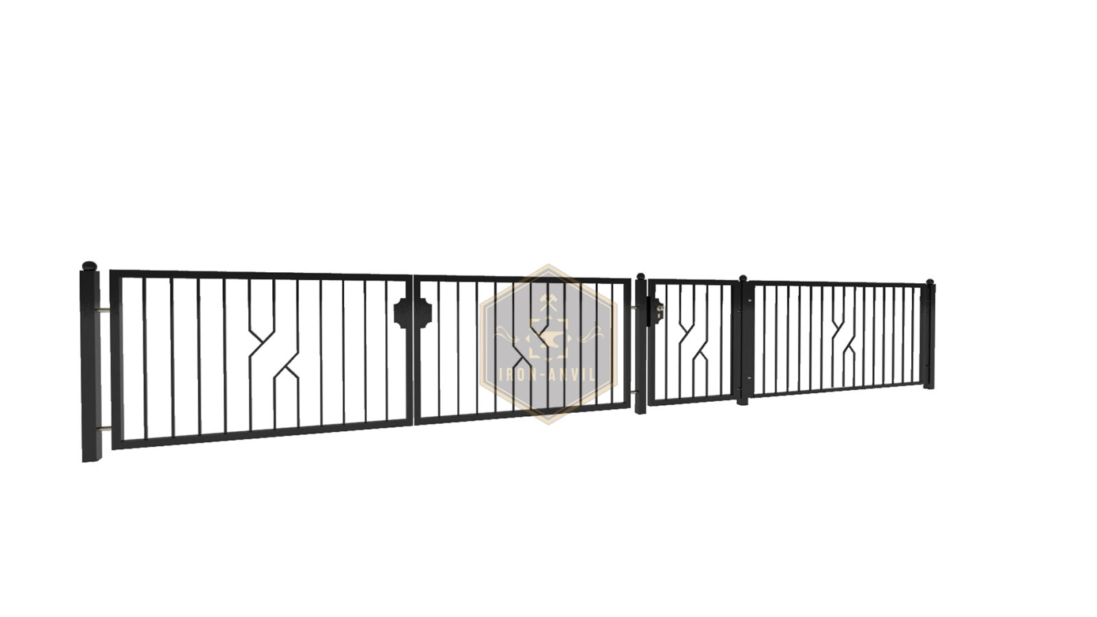 kus_11_gesamt_render_w Modell 11 – Klassischer Vertikalzaun mit dekorativem Mittelpunkt