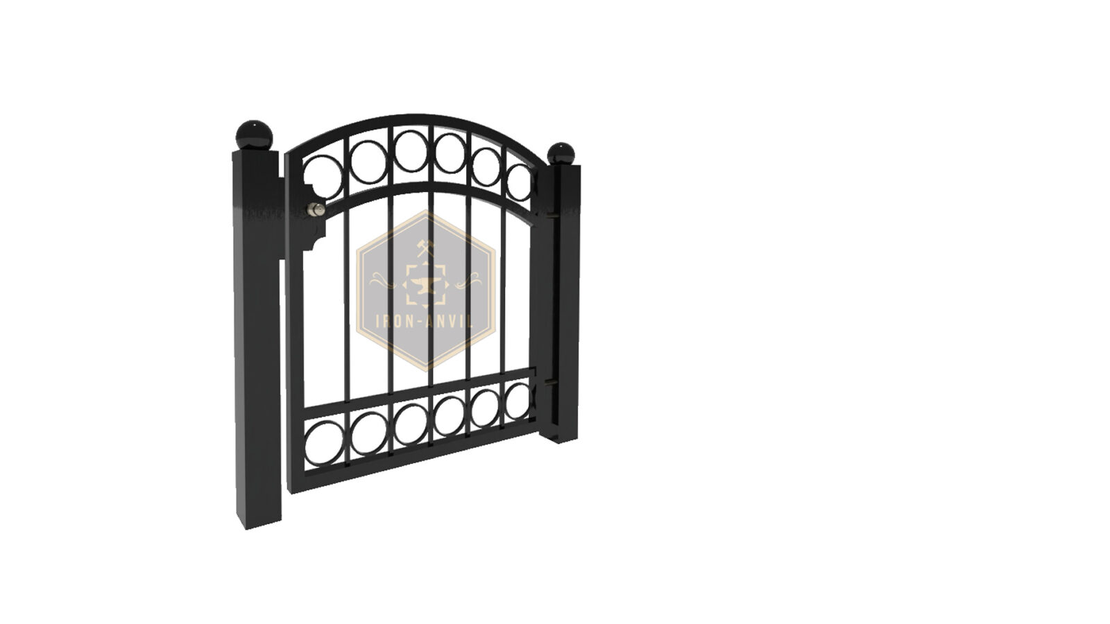 kus_13_pforte_render_w Modell 13 – Eleganter Bogenzaun mit dekorativen Kreiselementen