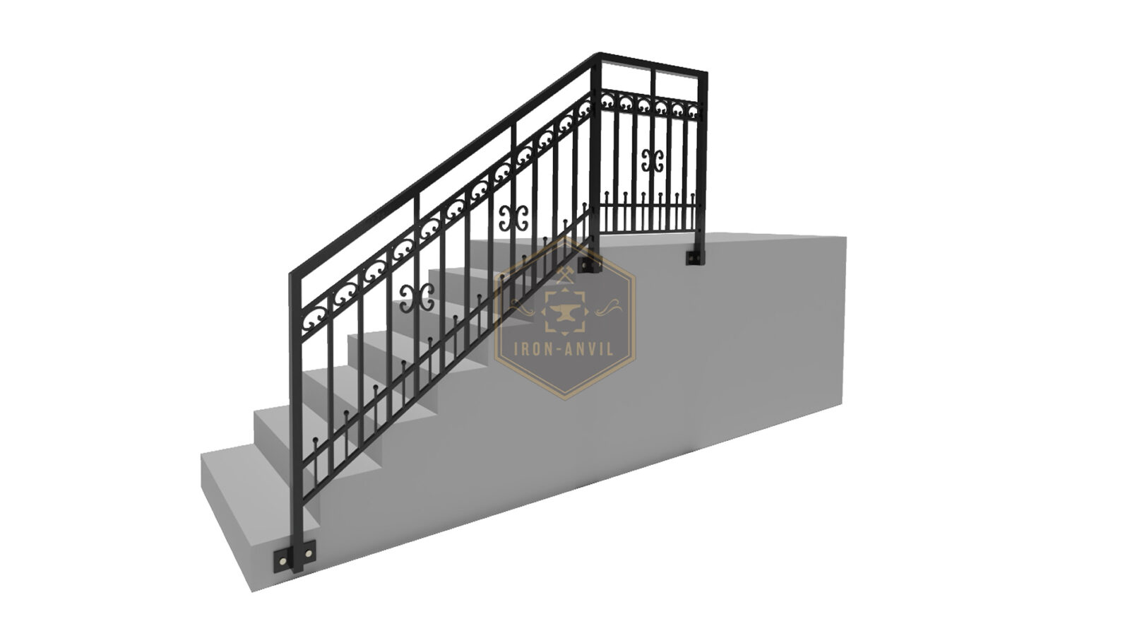 kus_14_gel_render_w Modell 14 – Dekorativer Schmiedezaun mit klassischen C-Elementen