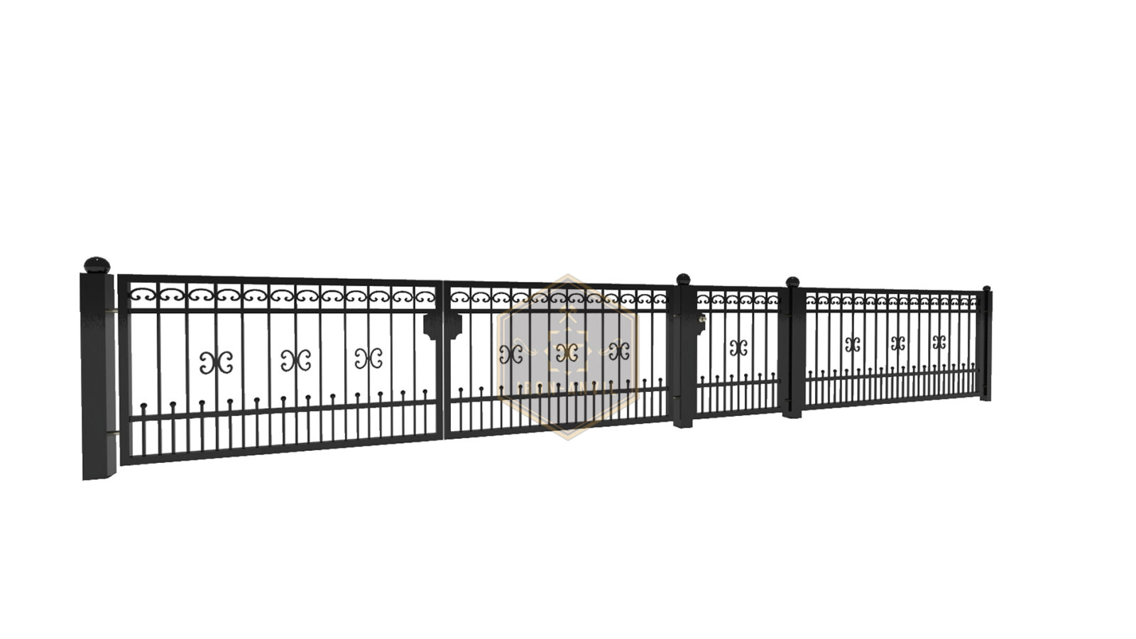 kus_14_gesamt_render_w Modell 14 – Dekorativer Schmiedezaun mit klassischen C-Elementen