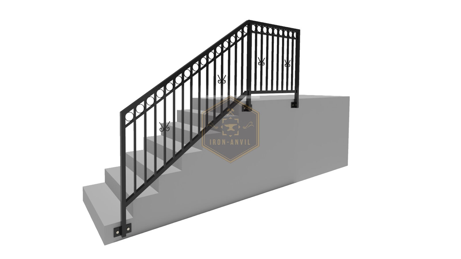 kus_24_gel_render_w Modell 24 – Eleganter Zaun mit Kugelabschluss und Zierkreisen