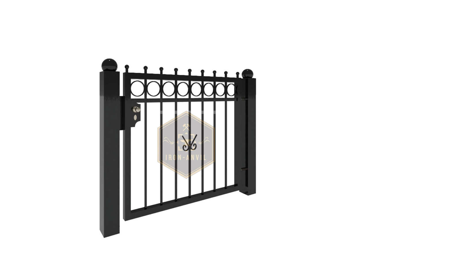 kus_24_pforte_render_w Modell 24 – Eleganter Zaun mit Kugelabschluss und Zierkreisen