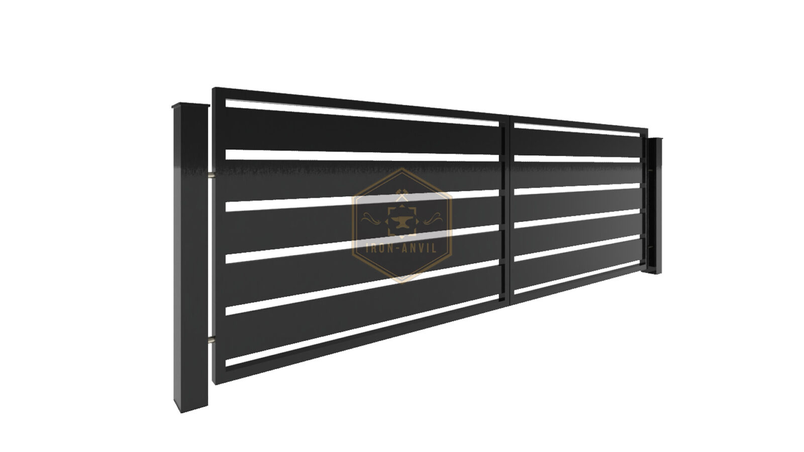 kus_5_fluegel_render_1_w Modell 5 – Modernes Zaunsystem mit markanter Horizontalstruktur