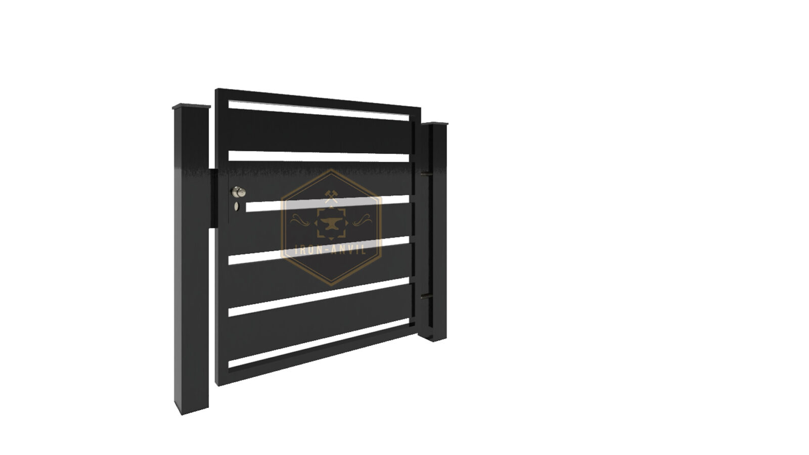 kus_5_pforte_render_1_w Modell 5 – Modernes Zaunsystem mit markanter Horizontalstruktur