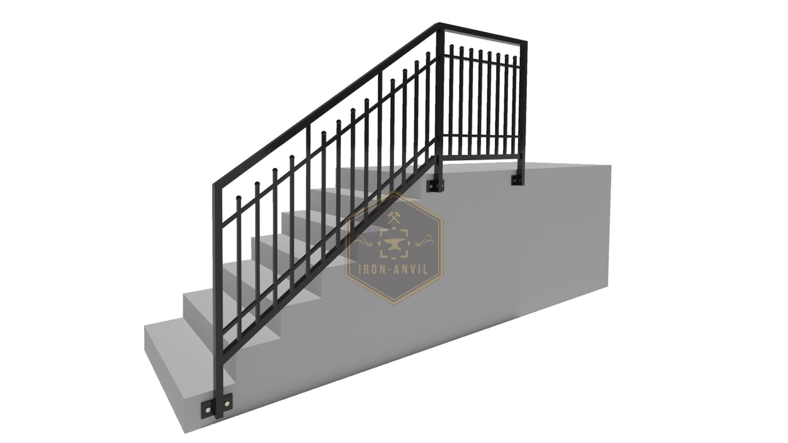 kus_8_gel_render_w Modell 8 – Klassischer Schmiedezaun mit dekorativem Kugelabschluss