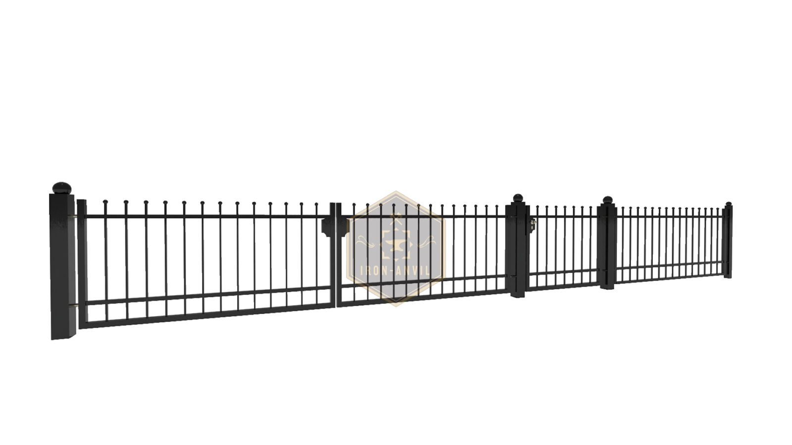 kus_8_gesamt_render_w Modell 8 – Klassischer Schmiedezaun mit dekorativem Kugelabschluss