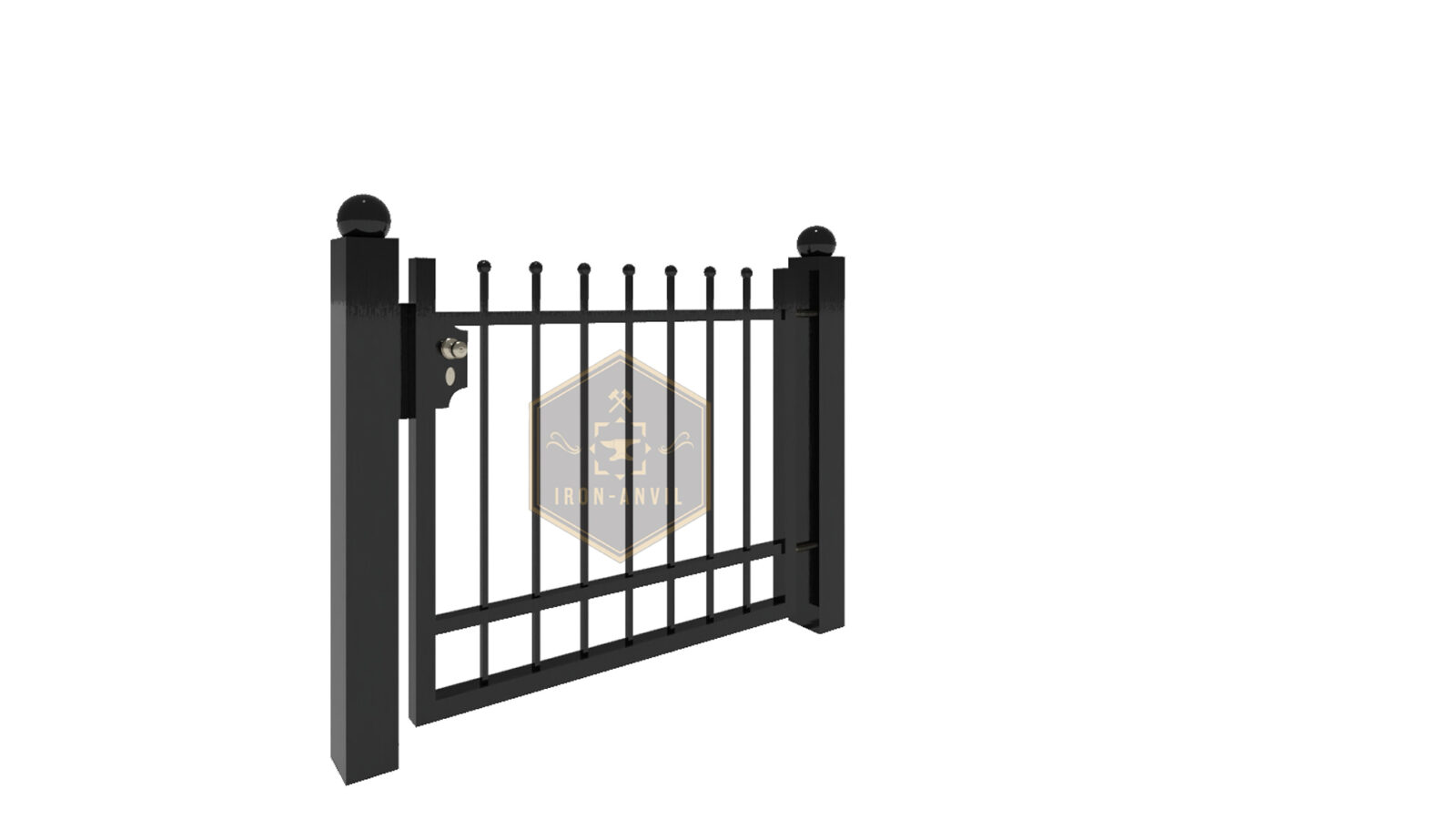 kus_8_pforte_render_w Modell 8 – Klassischer Schmiedezaun mit dekorativem Kugelabschluss