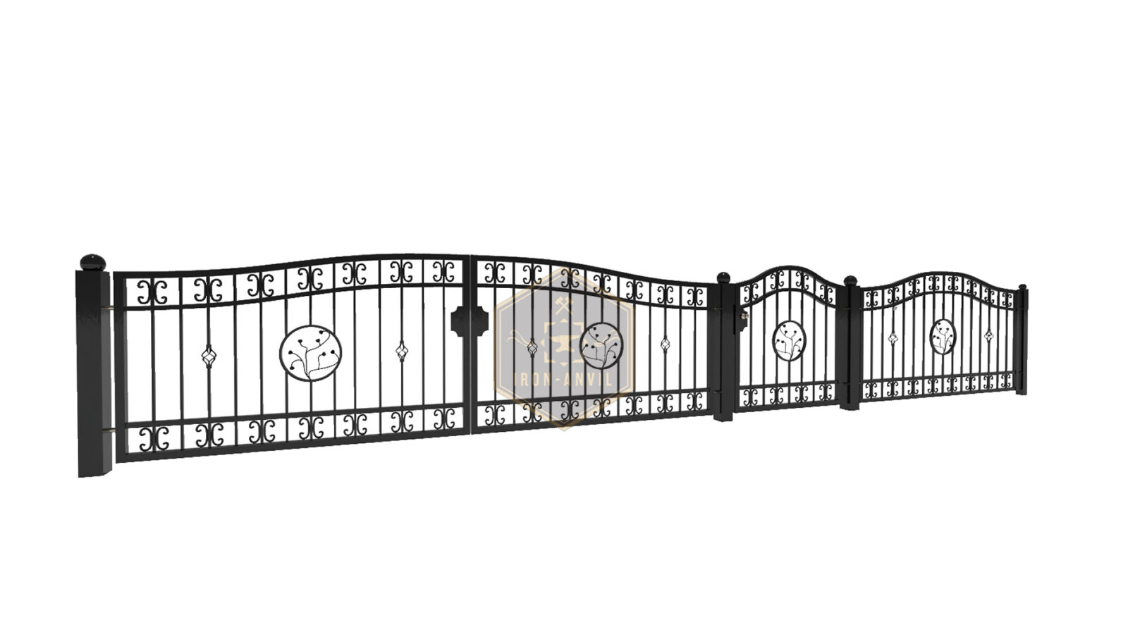 kus_15_ges_render2_w Modell 23 – Eleganter Schmiedezaun mit C-Elementen und zentralem Ornament
