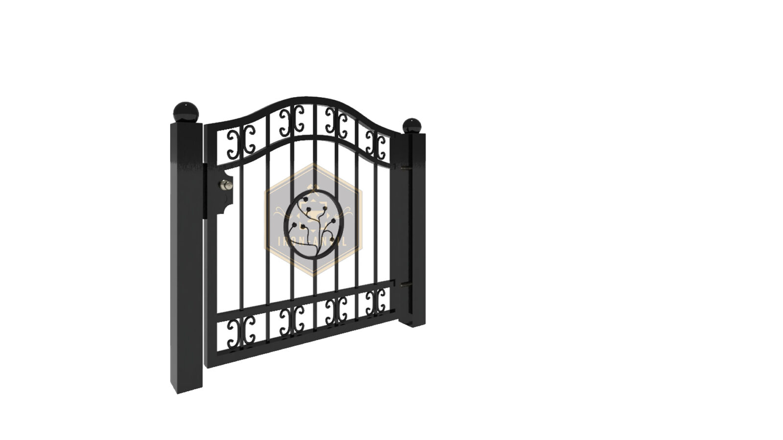 kus_15_pforte_render2_w Modell 23 – Eleganter Schmiedezaun mit C-Elementen und zentralem Ornament