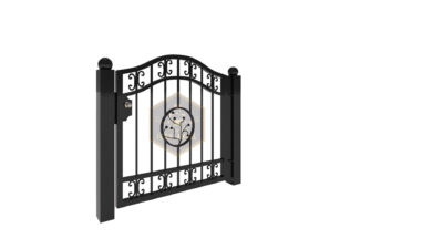 Modell 23 – Eleganter Schmiedezaun mit C-Elementen und zentralem Ornament