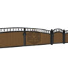 Modell 16 – Moderner Zaun mit Holzoptik-Füllung und dekorativen Ringen