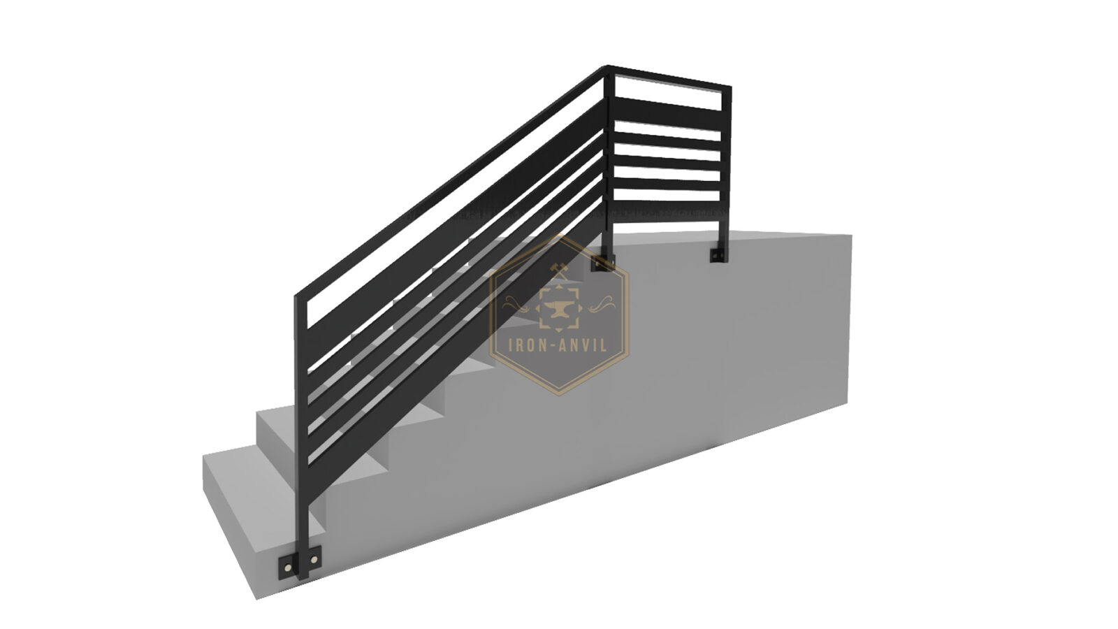kus_1_gel_render_w Modell 1 – Modernes Zaunsystem mit breiten Querprofilen