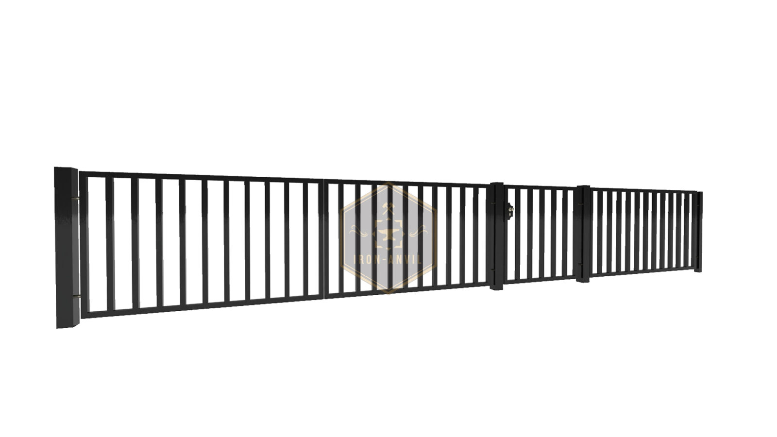 kus_3_ges_render Modell 3 – Moderner Zaun komplett aus 40×40 mm Profil gefertigt
