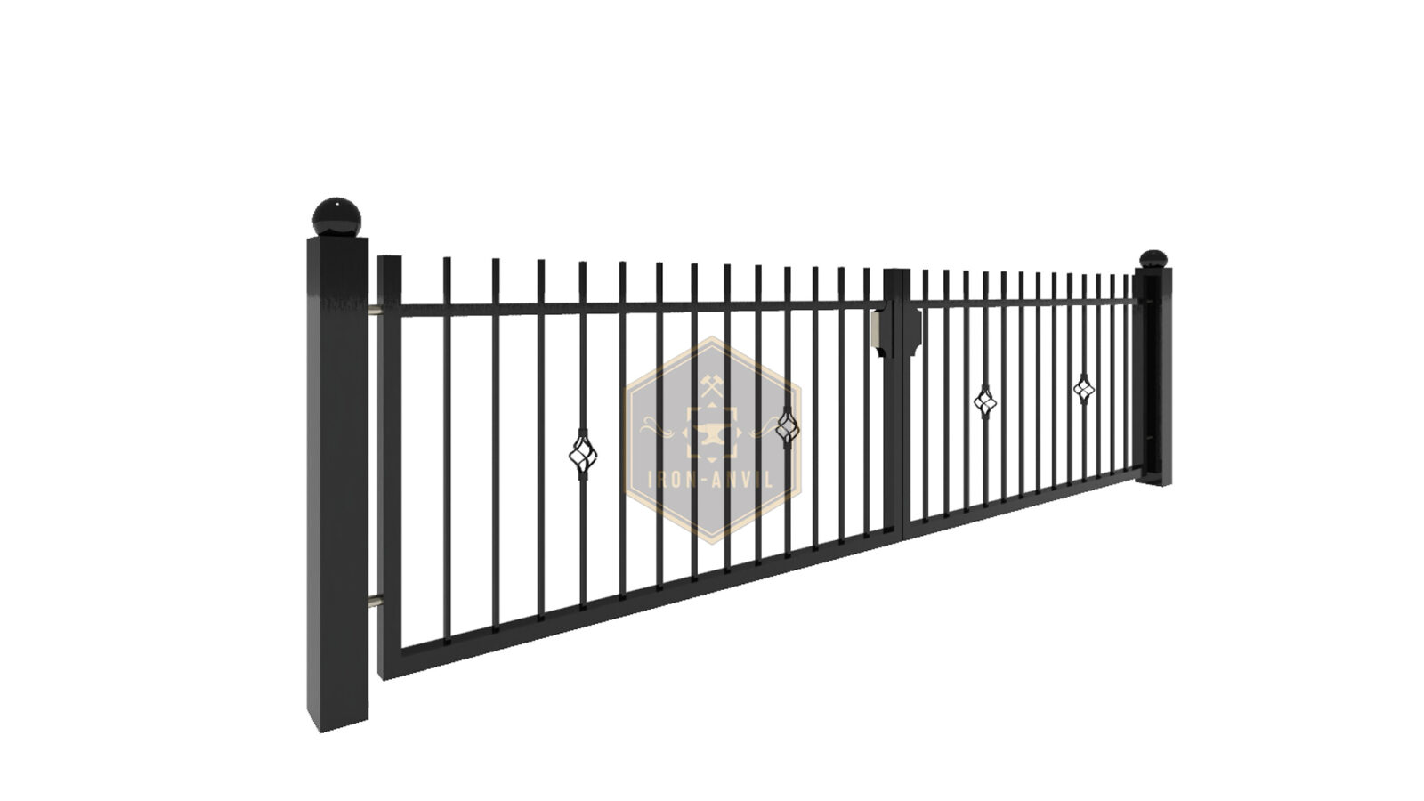 kus_7_fluegel_render_w Modell 7 – Klassisches Schmiedezaundesign mit eleganten Zierelementen