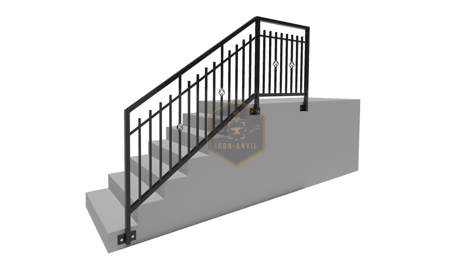 kus_7_gel_render_w Modell 7 – Klassisches Schmiedezaundesign mit eleganten Zierelementen